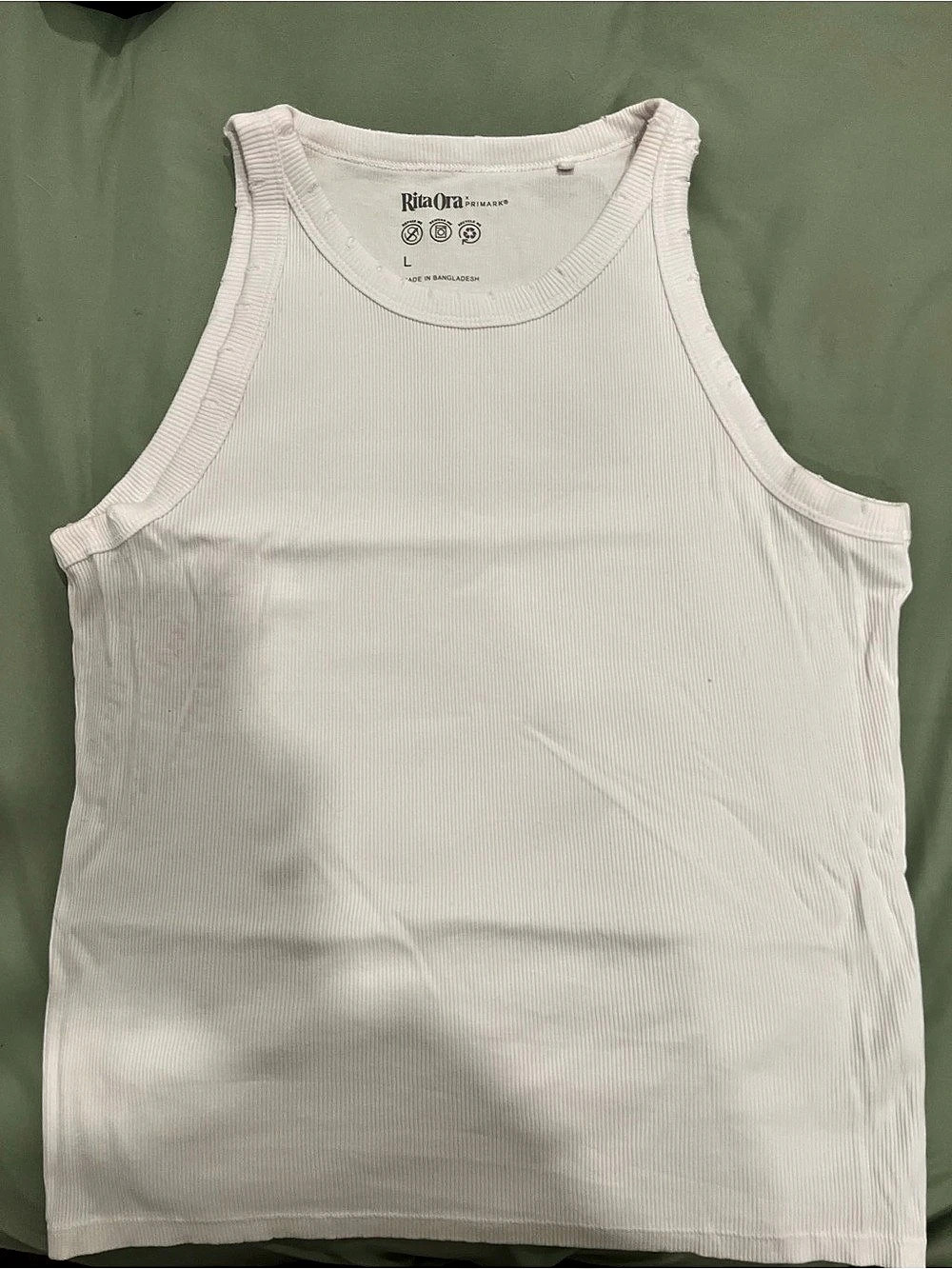 RitaOra Ribbed Tank Top in White Large Like New